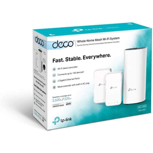 TP-Link Deco M3 Whole Home Mesh Wi-Fi System with Wall-Plug Extender