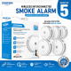 WisuAlarm wirless Interlinked smoke alarm S05-R8-B 5- Pack