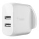 Belkin WCB002MYWH Boost Charge Dual USB-A 24W Wall Mobile Device Charger -White