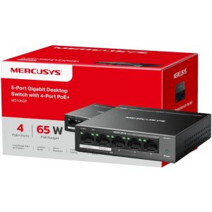 MERCUSYS 5-Port Gigabit Desktop Ethernet Switch with 4-Port PoE+, PoE Power Budget 65W by TP-Link