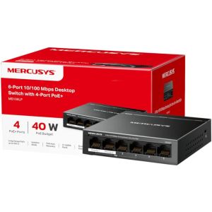 MERCUSYS 6-Port 10/100Mbps Desktop Switch with 4-Port PoE+, PoE Power Budget 40W By TP-Link